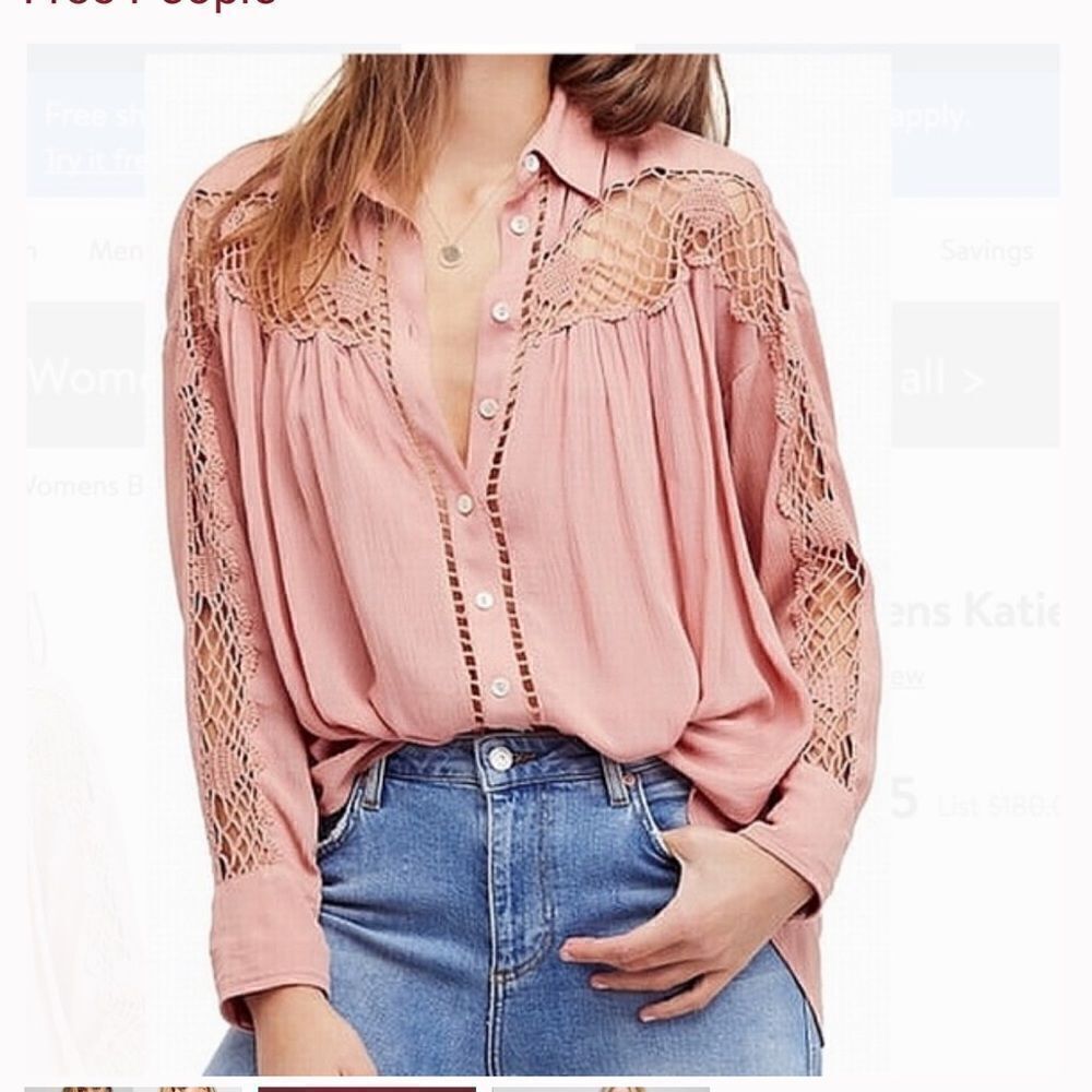 Free People Katie Bird Buttondown Blouse size medium